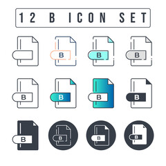B File Format Icon Set. 12 B icon set.