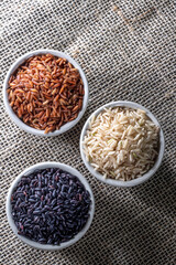 Black venus rice pile isolated on white background in Brazil