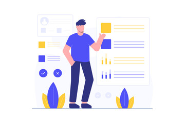 Illustration vector graphic of Data analysis concept design. Flat Design Concept. Vector illustration flat design style. vector illustration eps10.