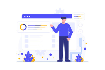 Illustration vector graphic of Data analysis concept design. Flat Design Concept. Vector illustration flat design style. vector illustration eps10.