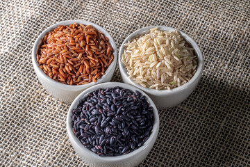 Black venus rice pile isolated on white background in Brazil