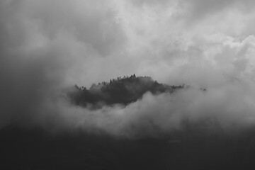 Fog on the mountain black and white photography from Northern Cross-Country Highway in Taoyuan, Taiwan.