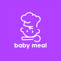 baby meal logo minimalist and simple for kids meal eat organic food vector design template concept.