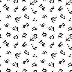 Wavy and swirled brush strokes vector seamless pattern. Black paint freehand scribbles, abstract ink background. Brushstrokes, smears, lines, squiggle pattern. Abstract wallpaper design, textile print