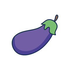 eggplant vegetable icon, line fill style