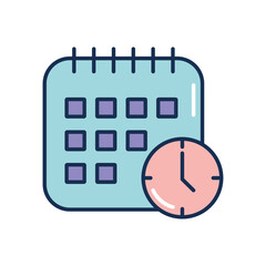 calendar and clock icon, line fill style