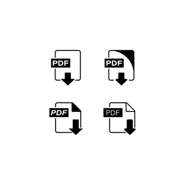 PDF file download button icon. Vector on isolated white background. EPS 10.