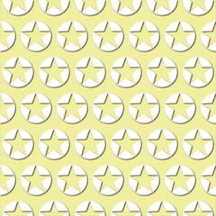 White stars icon on pale green background, seamless pattern. Paper cut style with drop shadows - 366412174
