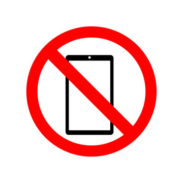 No phone sign. No talking and calling icon. Red cell prohibition. Vector 
