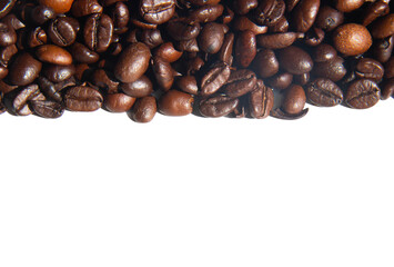 coffee bean texture background with white space 