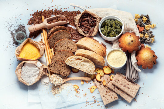 Different types of high carbohydrate food.