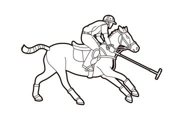 Polo Horse players sport cartoon graphic vector