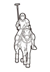 Polo Horse players sport cartoon graphic vector