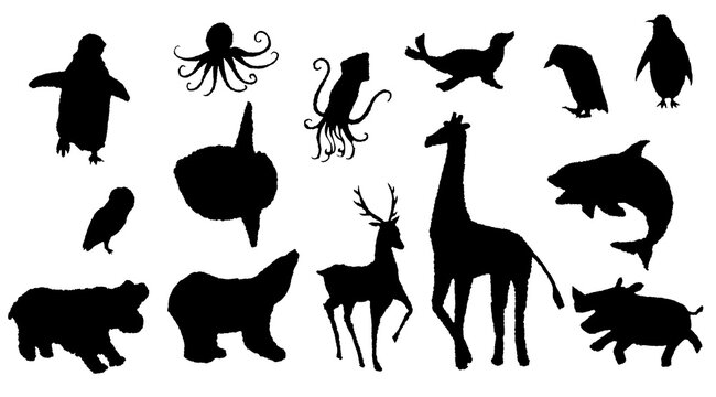 海と陸の動物シルエット 黒 Stock Illustration Adobe Stock 海と陸の動物シルエット 黒 Stock Illustration Adobe Stock
