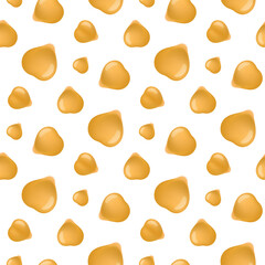 Seamless pattern of realistic 3d chickpeas for healthy eating. Vector illustration isolated on white background.