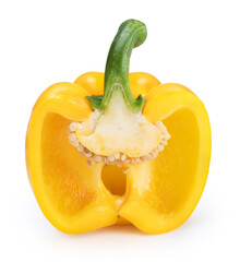 Yellow Bell pepper isolated on white background, Sweet pepper isolated on a white background With clipping path