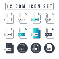 COM File Format Icon Set. 12 COM icon set.