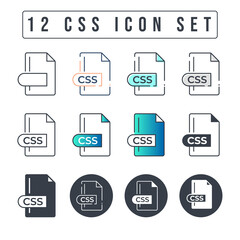 CSS File Format Icon Set. 12 CSS icon set.