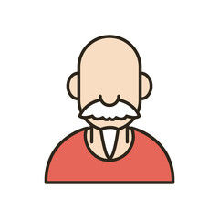 Grandfather or old man cartoon line and fill style icon vector design