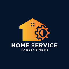 Home repair logo design. House building tools vector design. House construction logo gradient