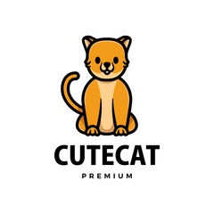cute cat cartoon logo vector icon illustration