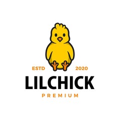 cute little chick cartoon logo vector icon illustration