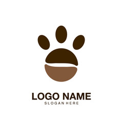 Logo coffee paw cute flat modern design