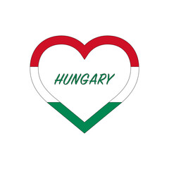 Hungary flag in heart. I love my country. sign. Stock vector illustration isolated on white background.