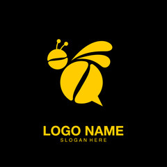 Logo coffee bee flat modern design
