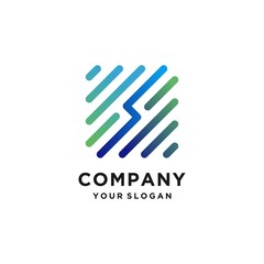 logo template with gradient modern line art concept letter S