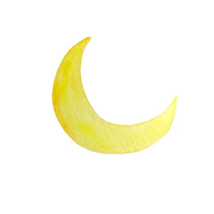 watercolor yellow moon half