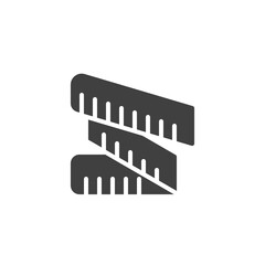 Measuring tape vector icon. filled flat sign for mobile concept and web design. Tape, measure glyph icon. Symbol, logo illustration. Vector graphics