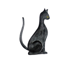 watercolor black cute cat