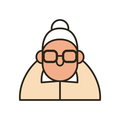 Grandmother cartoon line and fill style icon vector design