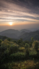  Natural beauty of the hill at sunrise Doi Ang Khang mountains Chiang Mai Thailand.