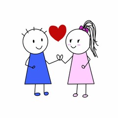 cartoon in love,doodle cartoon,stock figure with love, ha[[y valentine