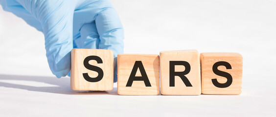 Wooden blocks with the word Sars. Medical concept.