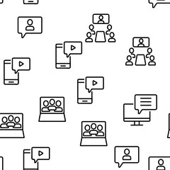 Webinar Education Vector Seamless Pattern Thin Line Illustration