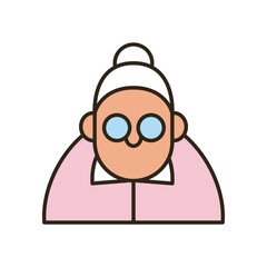 Grandmother cartoon line and fill style icon vector design