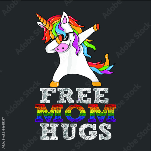Free Mom Hugs Unicorn Lgbt Gay Pride Parades New Design Vector Illustrator Wall Mural Addison