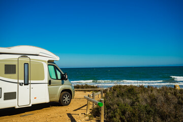 Camper car on beach, camping on nature