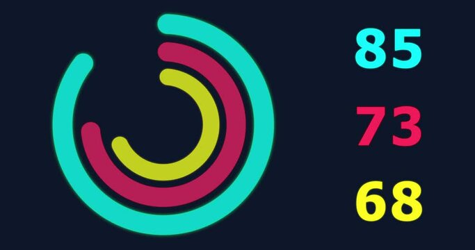 HUD element - futuristic loading pending screen, loopable parts. Combined Abstract pie Chart hud element.