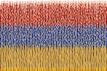 Fototapeta premium National flag of Armenia made with color pencils. Creativity related 3D rendering