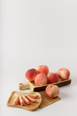 honey peach in wooden bowl