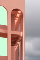 part of arch door pink orange architecture wall on cloud sky