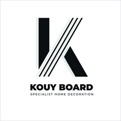 Letter K Line Shape Minimalist Vector Logo