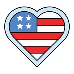 Heart shaped usa flag, United state independence day related icon