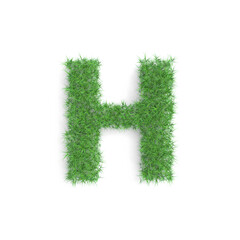 Naklejka premium Letter H symbol made of green grass isolated on white background, part of the set. Sustainable technology or lifestyle related 3d rendering
