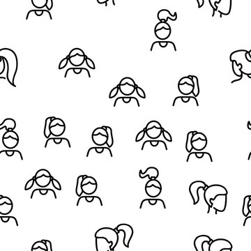 Hair Scrunchies Bands Vector Seamless Pattern Thin Line Illustration
