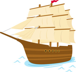 海を行く木造の帆船 © logistock